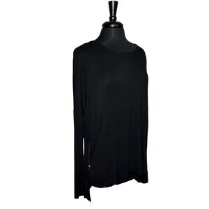 Black Zenna Outfitters Long Sleeve Top w gold zipper accents Size large